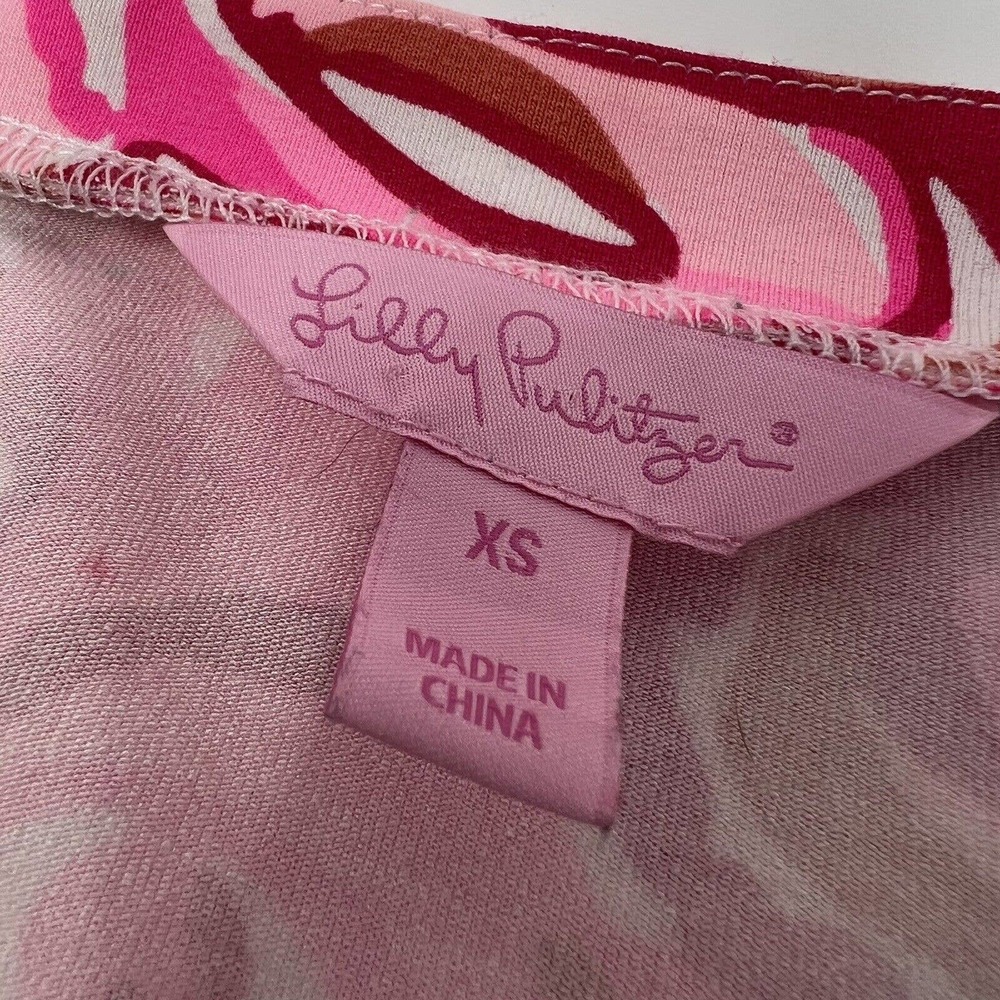 Lilly Pulitzer Karlie Wrap Romper Large Mango Salsa Pink 3/4 Sleeve - Picture 4 of 5